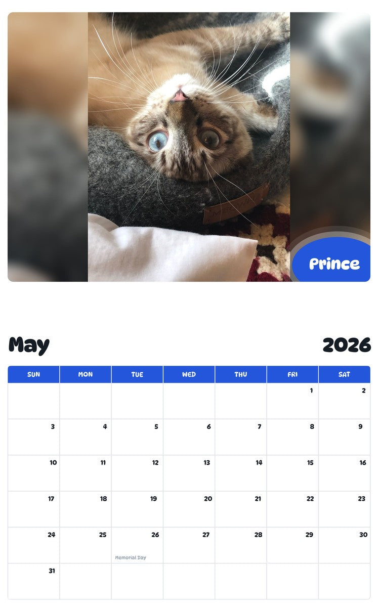 2026 - 2027 Prince - Pawidols Pet Calendar