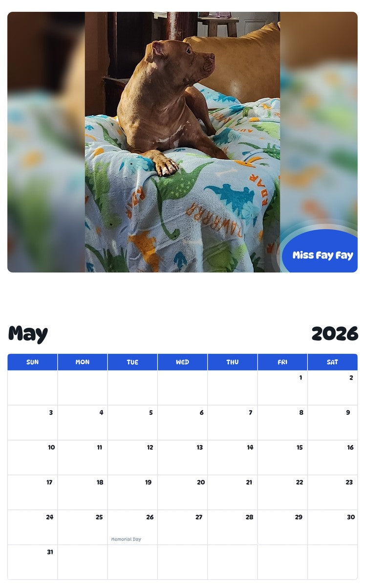 2026 - 2027 Miss Fay Fay - Pawidols Pet Calendar