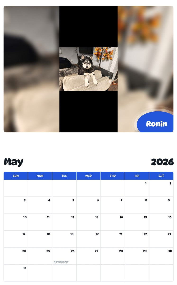 2026 - 2027 Ronin - Pawidols Pet Calendar