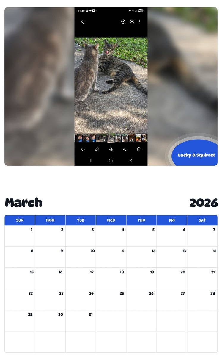November 2025 - October 2026 Lucky & Squirrel - Pawidols Pet Calendar
