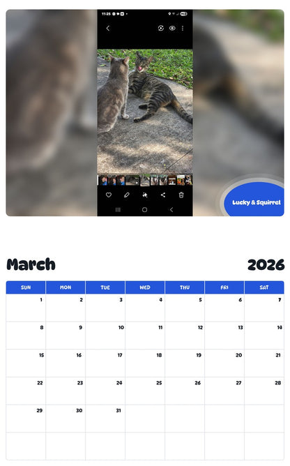 November 2025 - October 2026 Lucky & Squirrel - Pawidols Pet Calendar