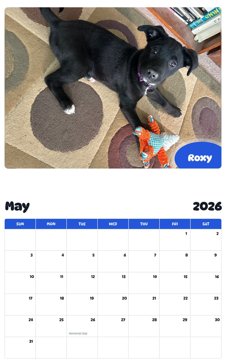 2026 - 2027 Roxy - Pawidols Pet Calendar