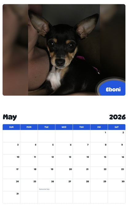 2026 - 2027 Eboni - Pawidols Pet Calendar