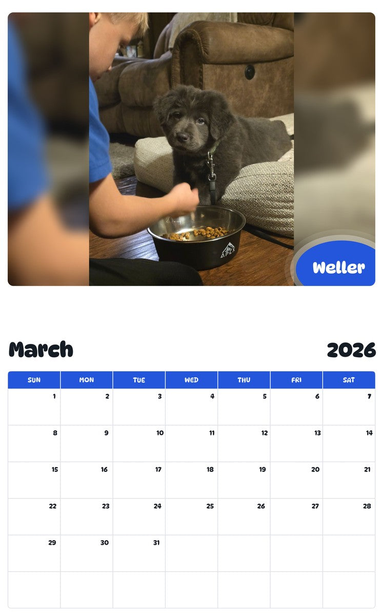 November 2025 - October 2026 Weller - Pawidols Pet Calendar