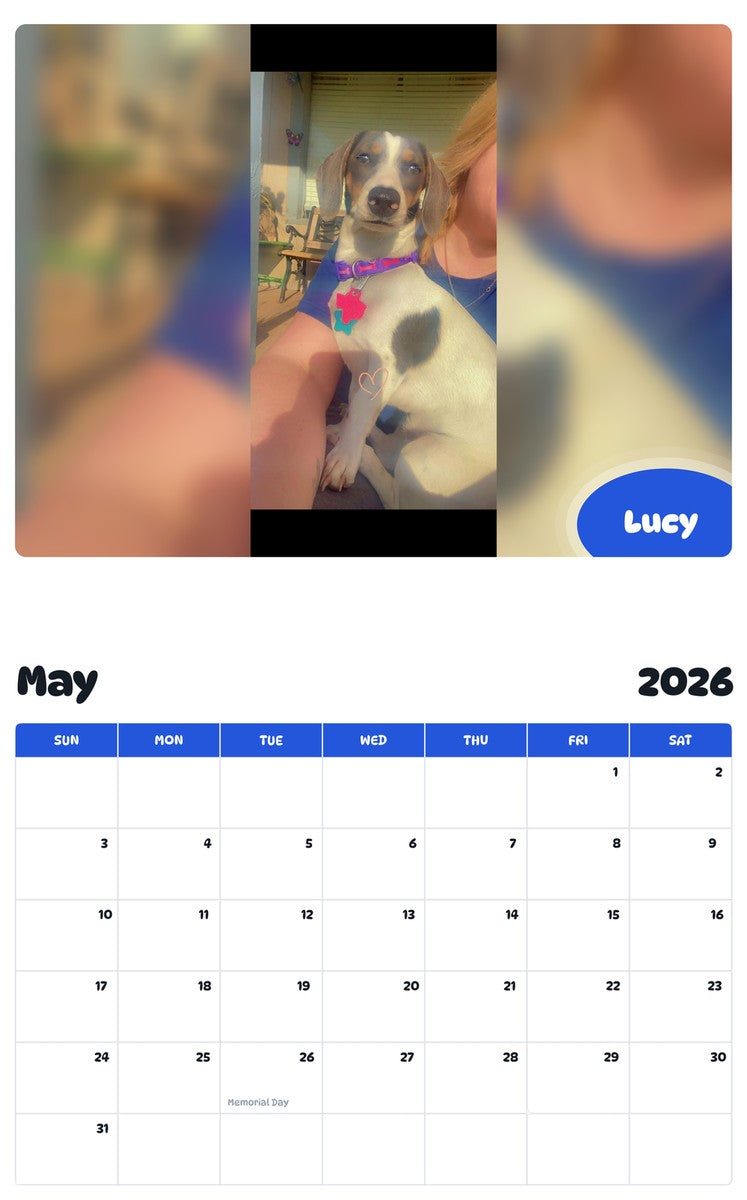 2026 - 2027 Lucy - Pawidols Pet Calendar
