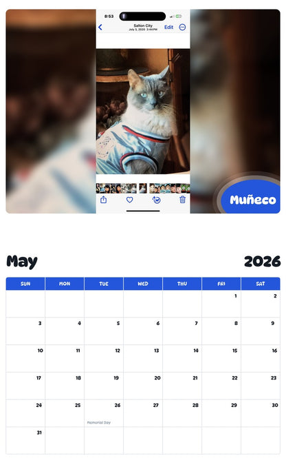 2026 - 2027 Muñeco - Pawidols Pet Calendar