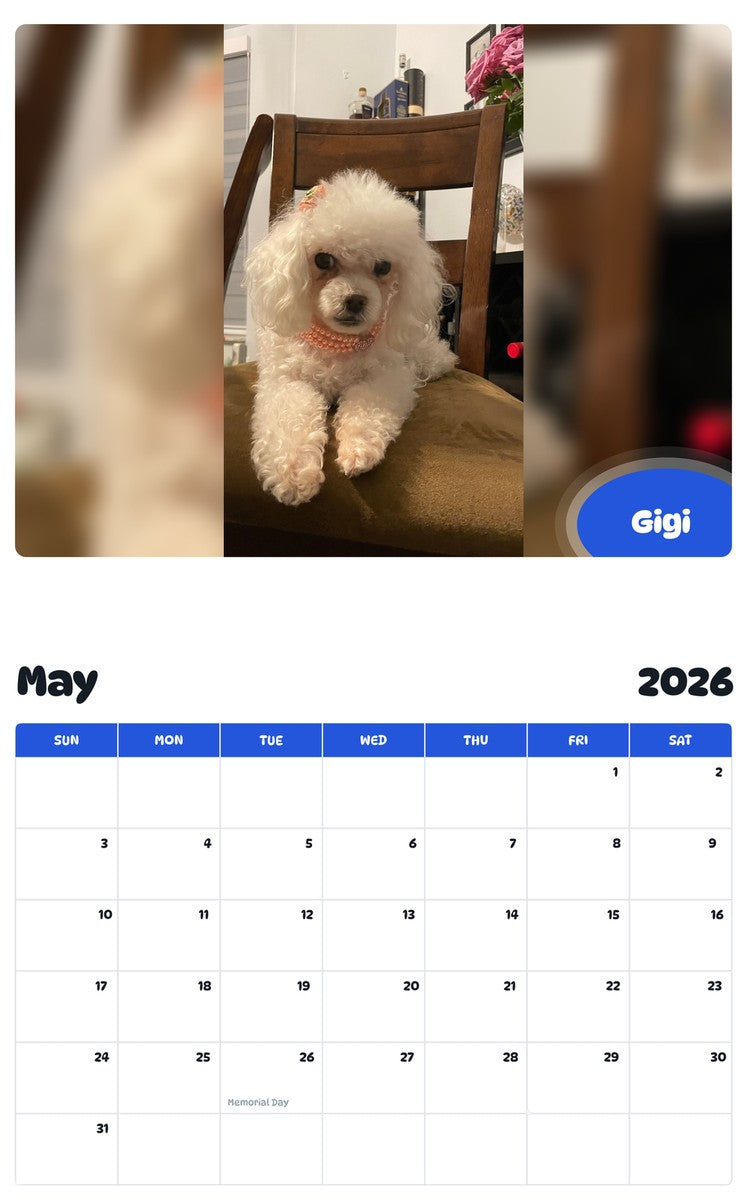 2026 - 2027 Gigi - Pawidols Pet Calendar