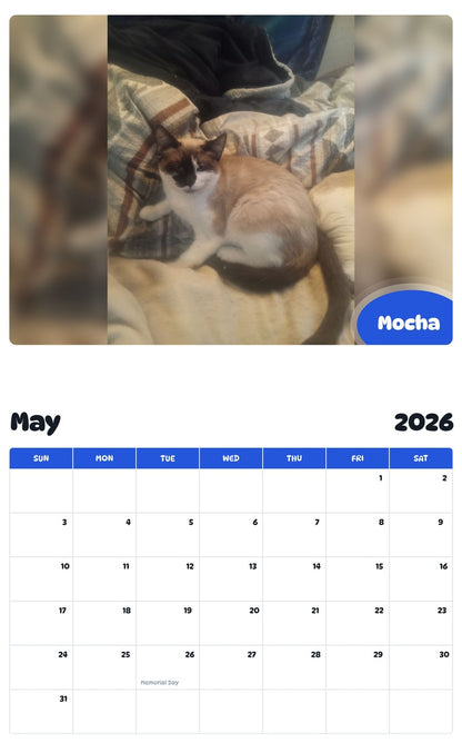 2026 - 2027 Mocha - Pawidols Pet Calendar