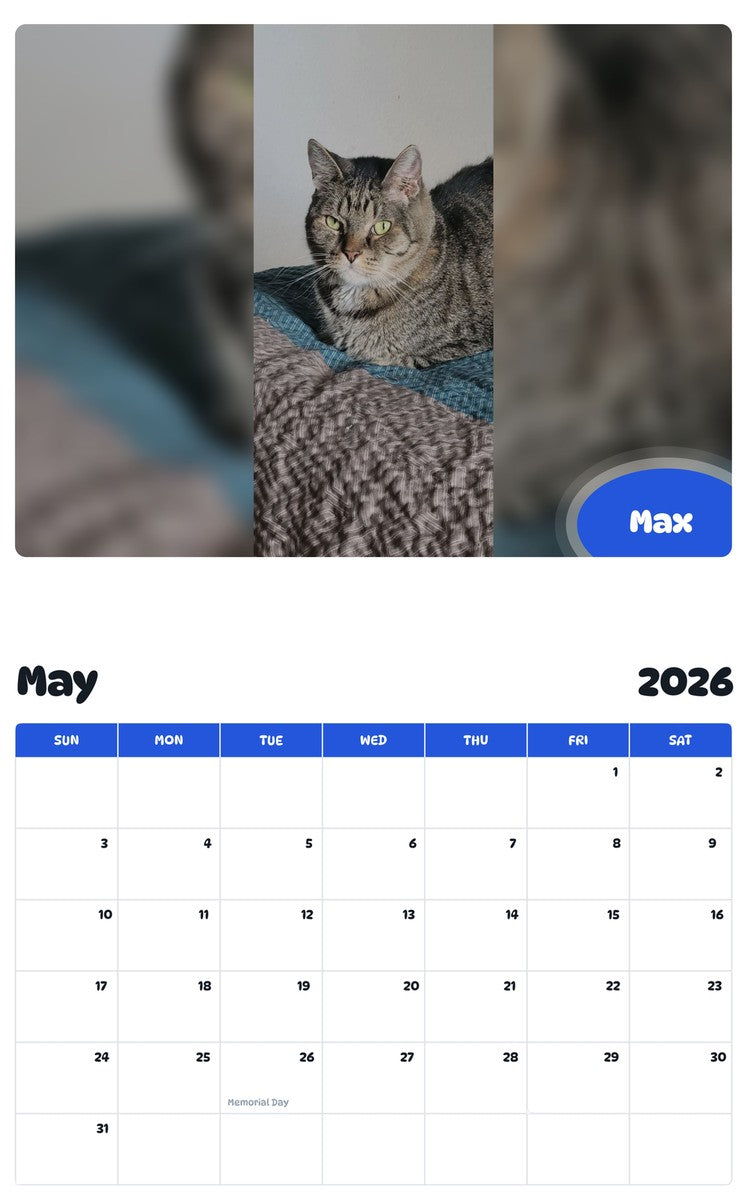 2026 - 2027 Max - Pawidols Pet Calendar