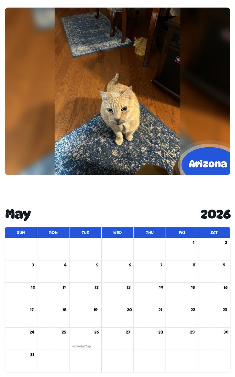 2026 - 2027 Arizona - Pawidols Pet Calendar