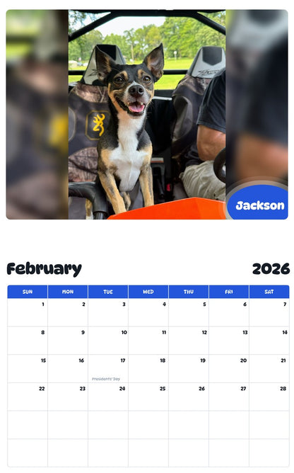 October 2025 - September 2026 Jackson - Pawidols Pet Calendar