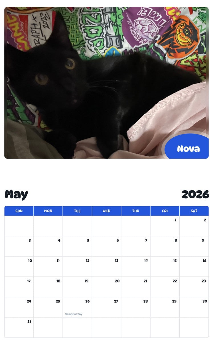 2026 - 2027 Nova - Pawidols Pet Calendar