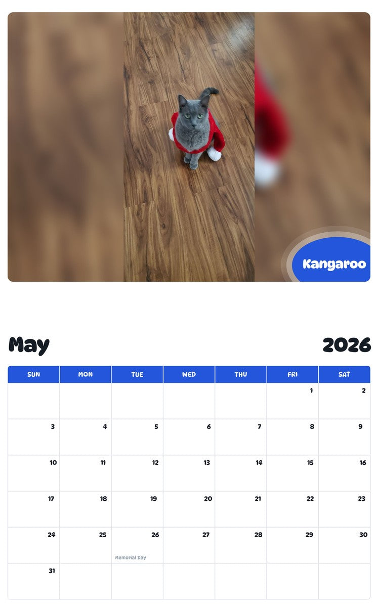 2026 - 2027 Kangaroo - Pawidols Pet Calendar