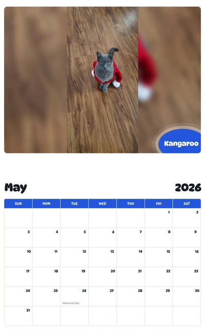 2026 - 2027 Kangaroo - Pawidols Pet Calendar