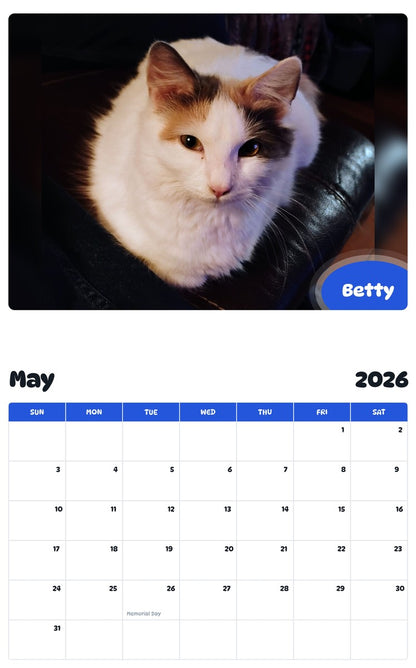 2026 - 2027 Betty - Pawidols Pet Calendar
