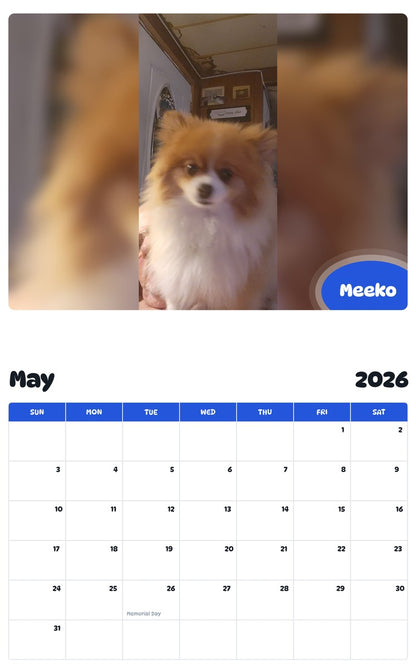 2026 - 2027 Meeko - Pawidols Pet Calendar