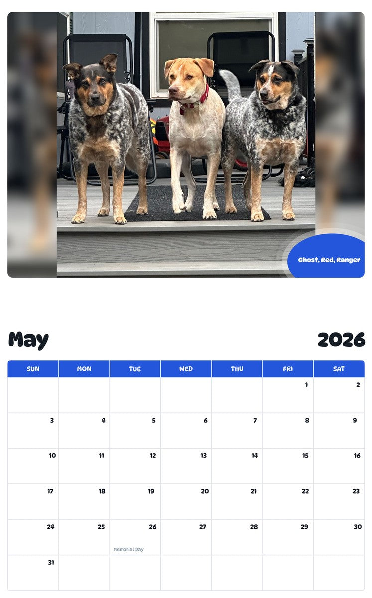 2026 - 2027 Ghost, Red, Ranger - Pawidols Pet Calendar