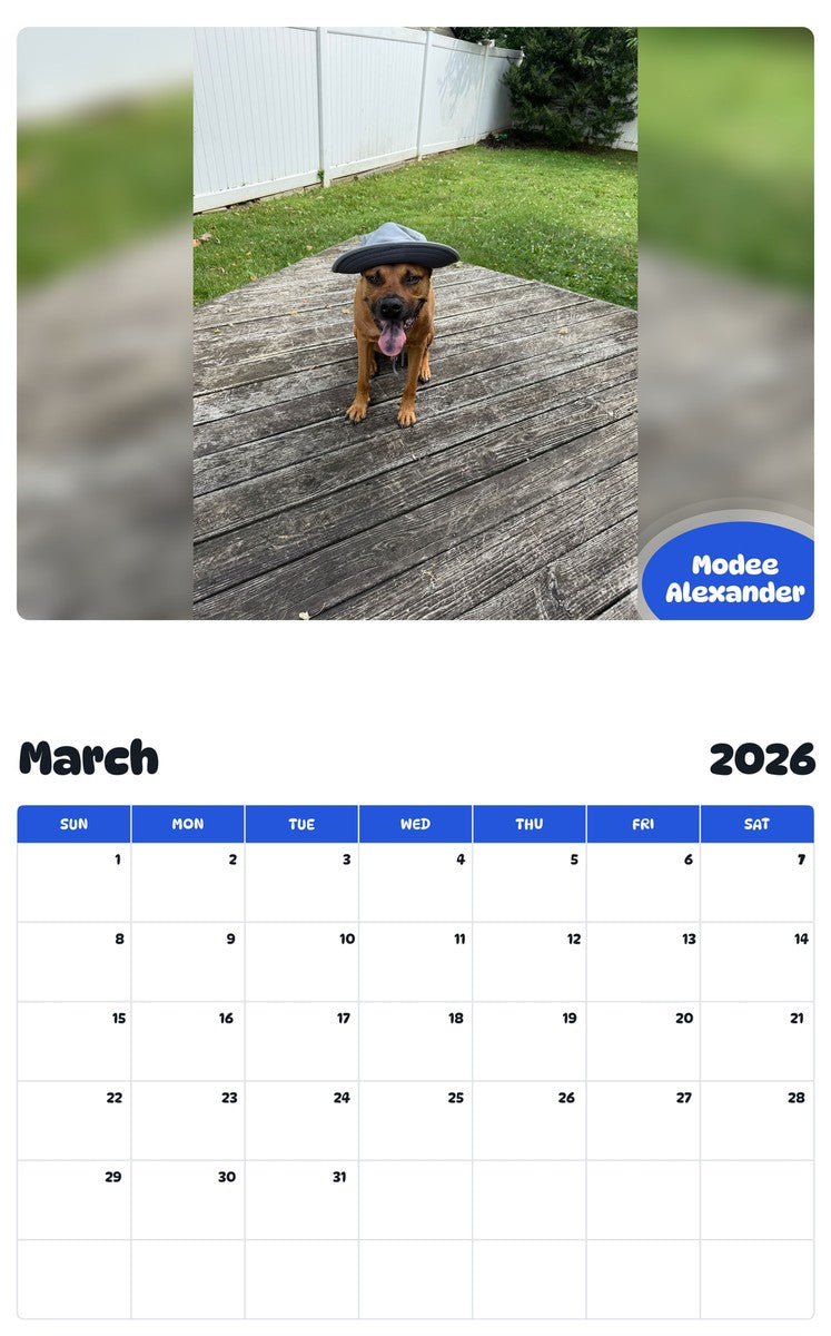 November 2025 - October 2026 Modee Alexander - Pawidols Pet Calendar