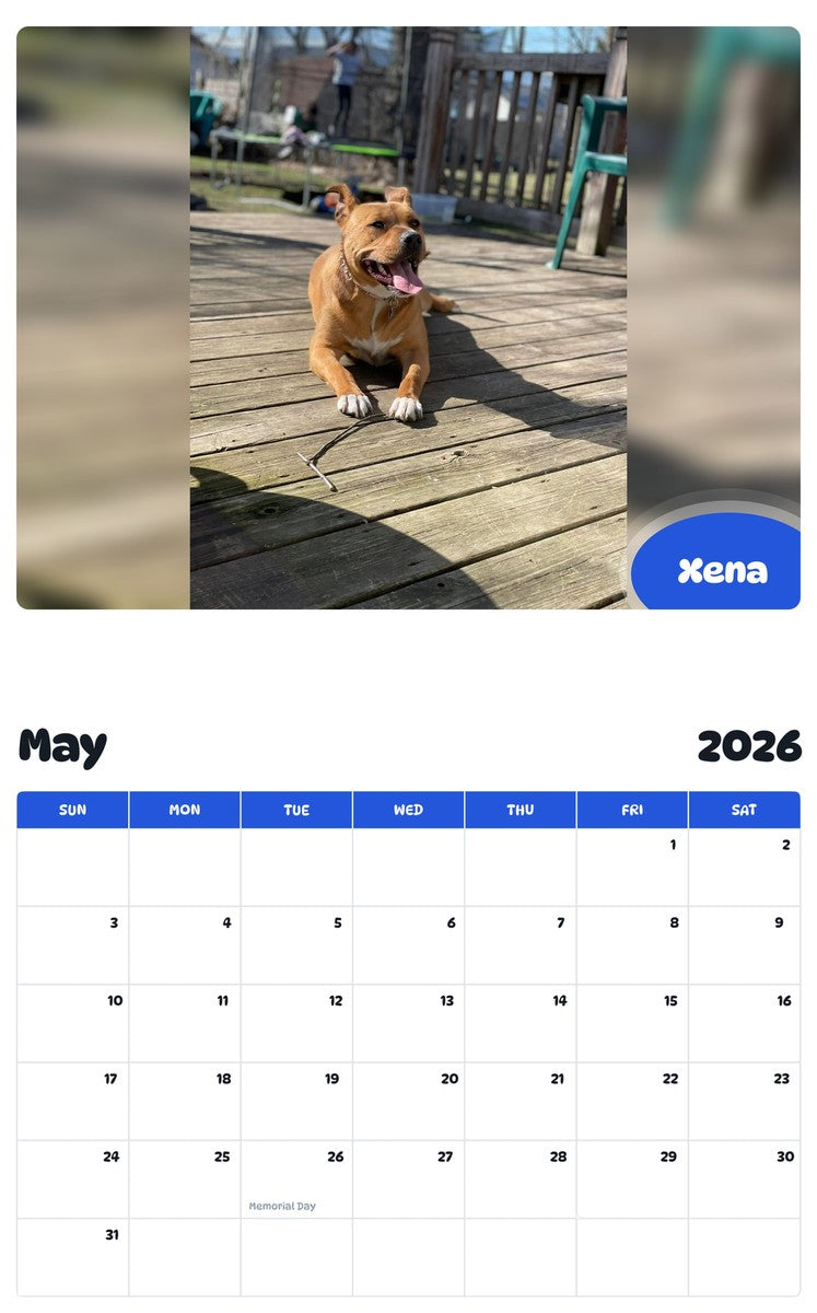 2026 - 2027 Xena - Pawidols Pet Calendar