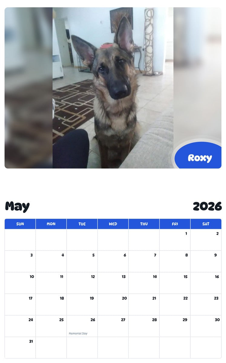 2026 - 2027 Roxy - Pawidols Pet Calendar
