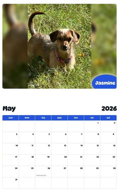2026 - 2027 Jasmine - Pawidols Pet Calendar