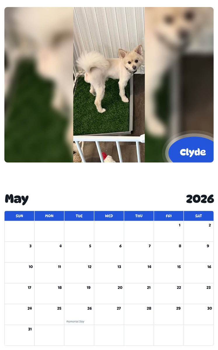 2026 - 2027 Clyde - Pawidols Pet Calendar