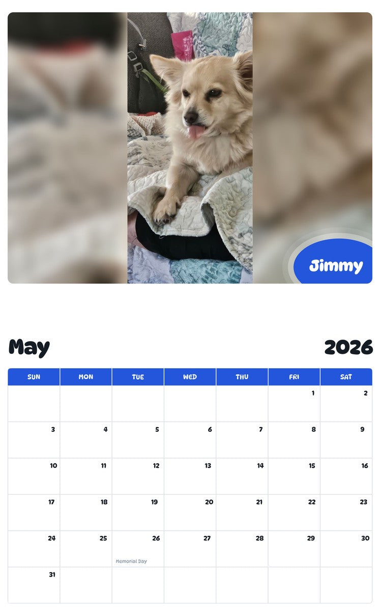 2026 - 2027 Jimmy - Pawidols Pet Calendar