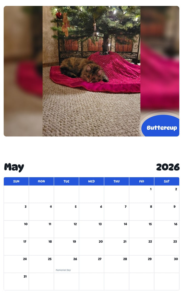 2026 - 2027 Buttercup - Pawidols Pet Calendar