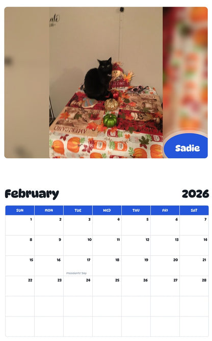 October 2025 - September 2026 Sadie - Pawidols Pet Calendar