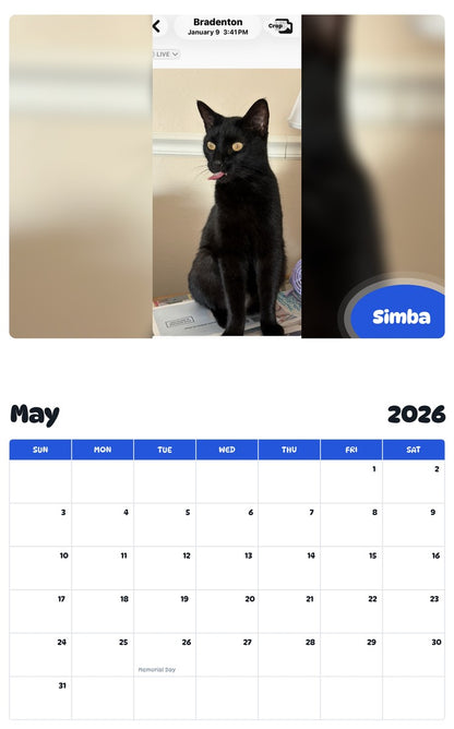 2026 - 2027 Simba - Pawidols Pet Calendar