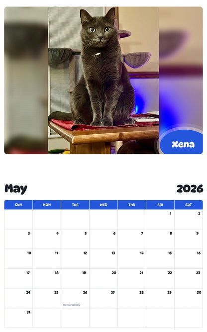2026 - 2027 Xena - Pawidols Pet Calendar