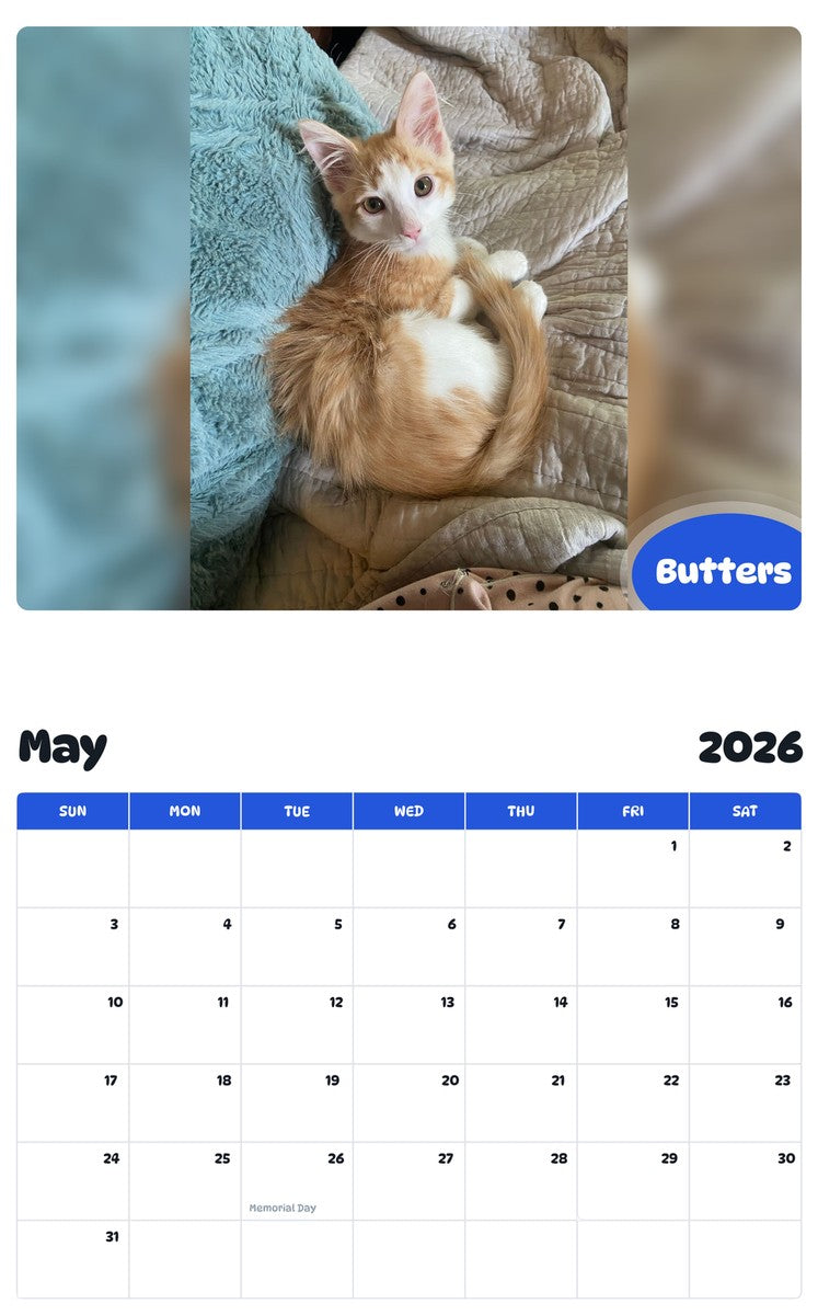 2026 - 2027 Butters - Pawidols Pet Calendar