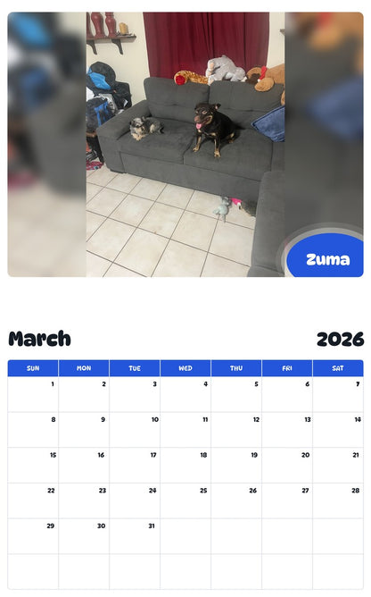November 2025 - October 2026 Zuma - Pawidols Pet Calendar