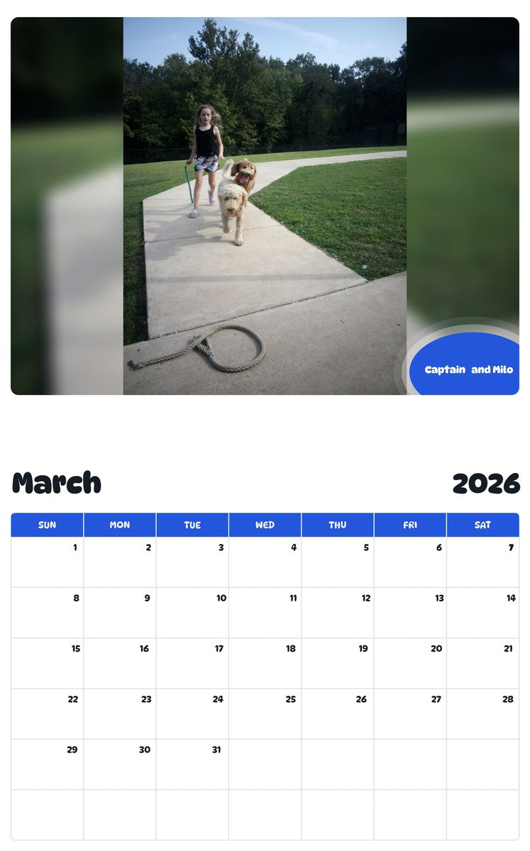 November 2025 - October 2026 Captain   and Milo - Pawidols Pet Calendar