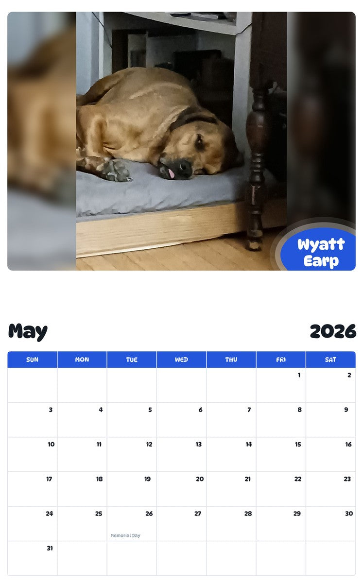 2026 - 2027 Wyatt Earp - Pawidols Pet Calendar