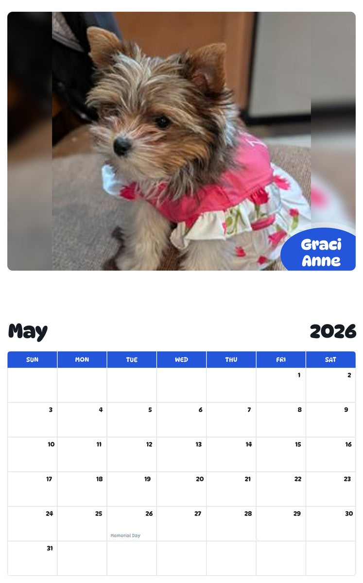 2026 - 2027 Graci Anne - Pawidols Pet Calendar
