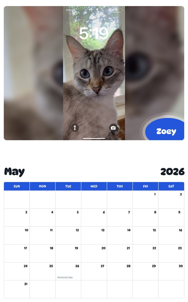 2026 - 2027 Zoey - Pawidols Pet Calendar