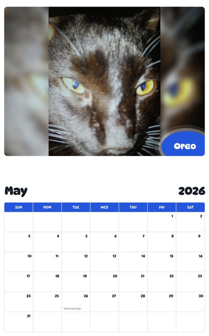 2026 - 2027 Oreo - Pawidols Pet Calendar