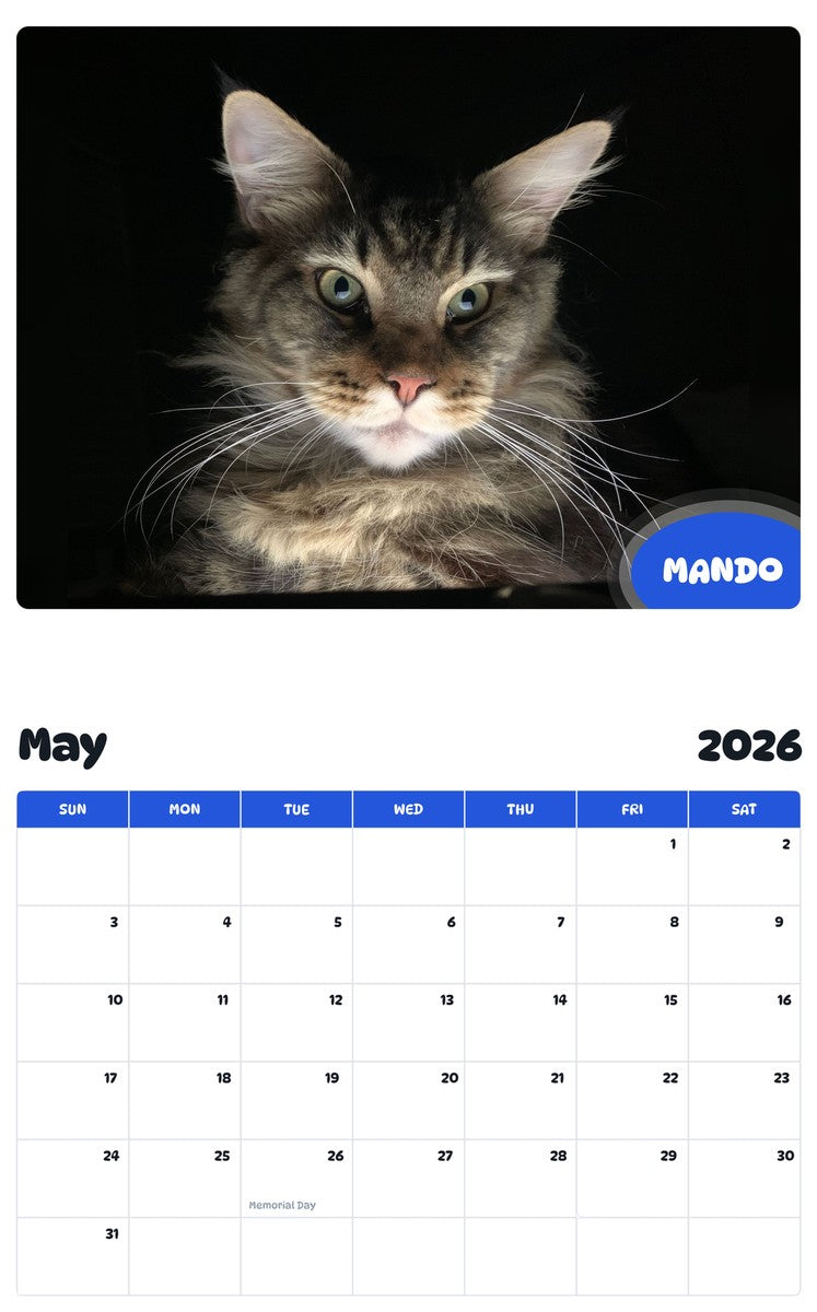 2026 - 2027 MANDO - Pawidols Pet Calendar