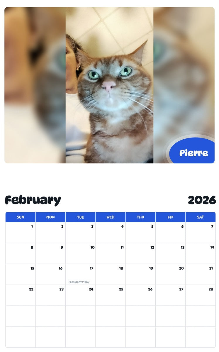 October 2025 - September 2026 Pierre - Pawidols Pet Calendar