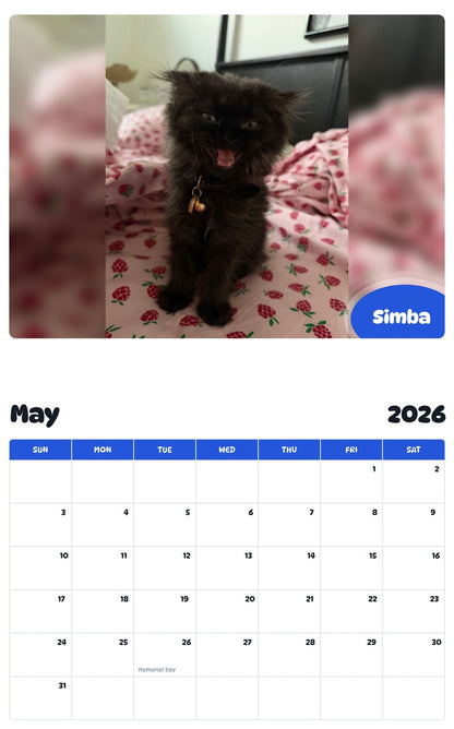 2026 - 2027 Simba - Pawidols Pet Calendar