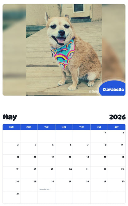 2026 - 2027 Clarabelle - Pawidols Pet Calendar