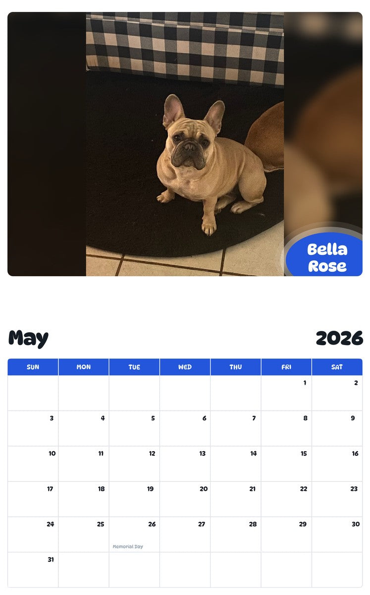 2026 - 2027 Bella Rose - Pawidols Pet Calendar