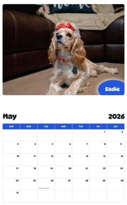 2026 - 2027 Sadie - Pawidols Pet Calendar
