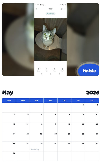 2026 - 2027 Maisie - Pawidols Pet Calendar