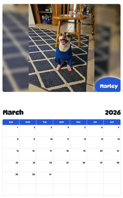 November 2025 - October 2026 Marley - Pawidols Pet Calendar