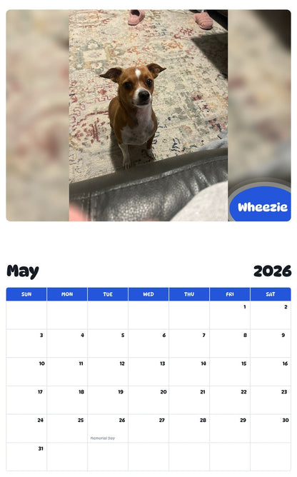 2026 - 2027 Wheezie - Pawidols Pet Calendar