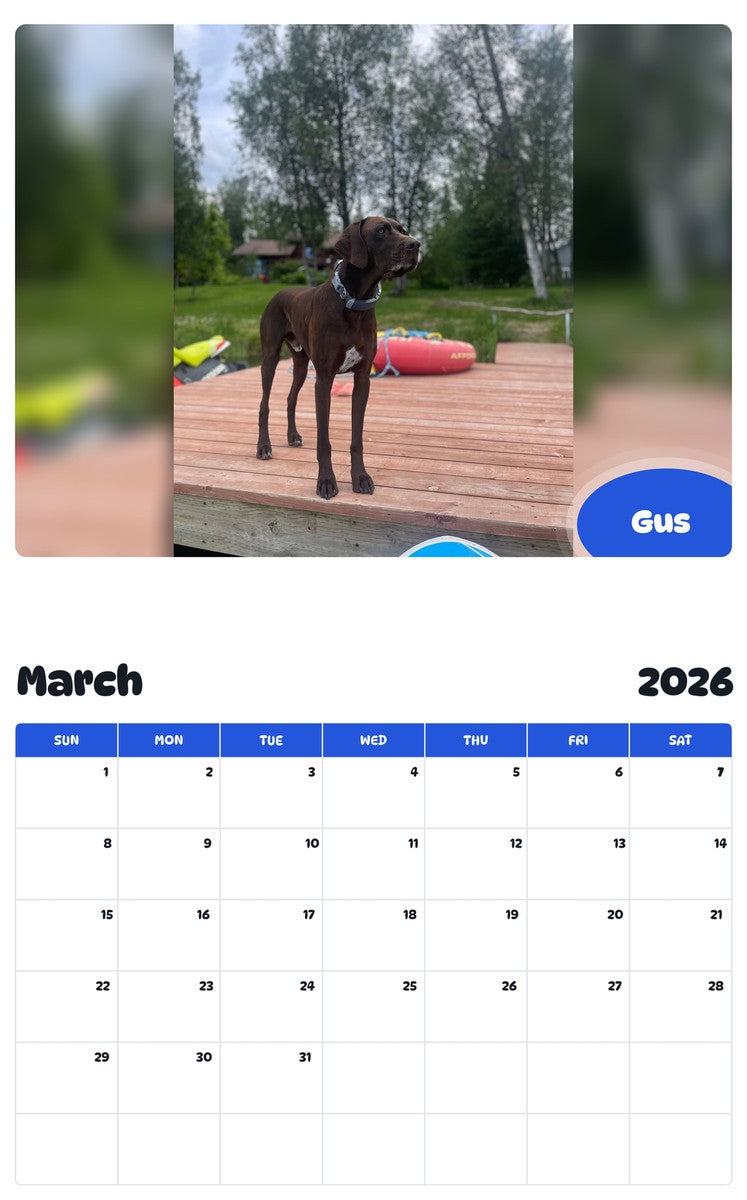 November 2025 - October 2026 Gus - Pawidols Pet Calendar
