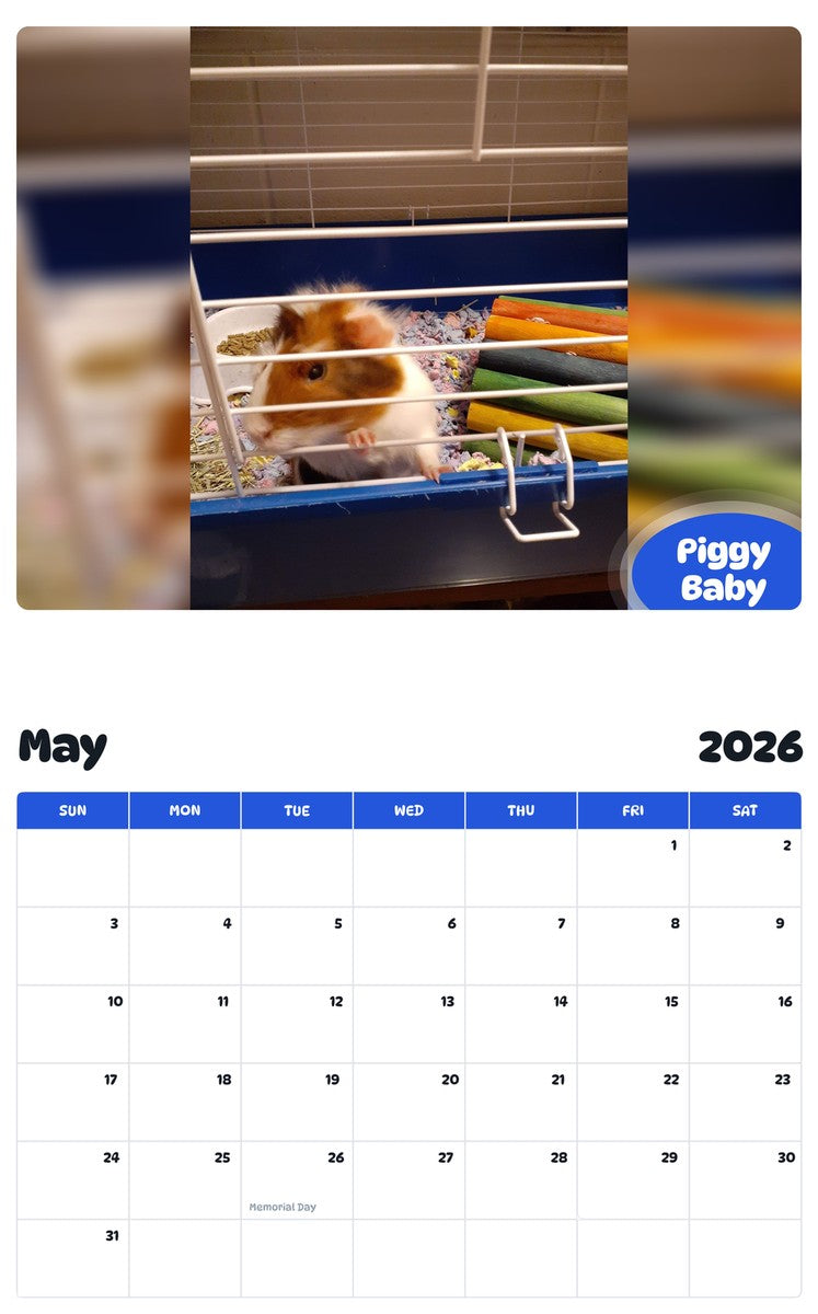 2026 - 2027 Piggy Baby - Pawidols Pet Calendar