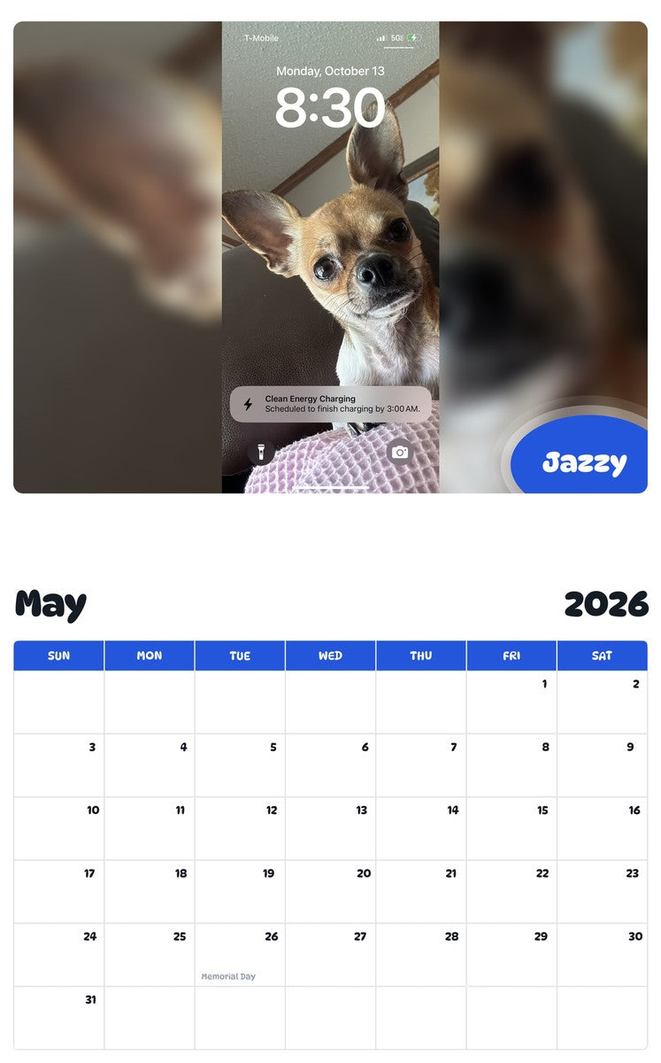 2026 - 2027 Jazzy - Pawidols Pet Calendar